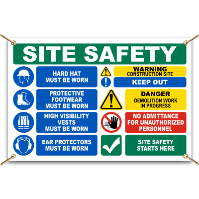 Hard Hat Must Be Worn Multi Hazard Construction Banner
