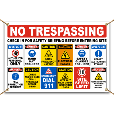 No Trespassing Check in Before Entering Banner