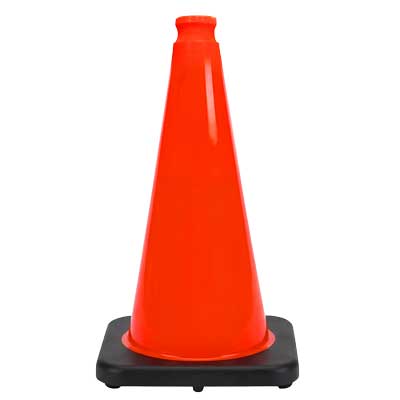 18 inch Orange Traffic Cone with Black Base 3lbs