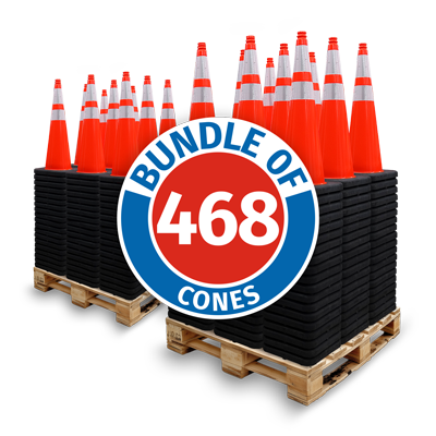 2 Pallet Bundle - 36" Elite 3M Sheeting Traffic Cone w/ Black Base, 10lbs
