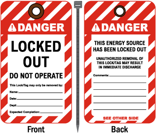 lockout tagout locked safetysign danger procedure operate label present