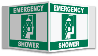 3-Way Emergency Shower Sign