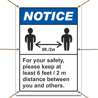 For Your Safety, Please Keep At Least 6 Ft Distance Banner