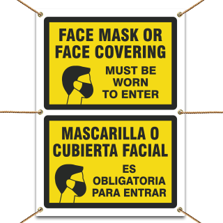Bilingual Face Mask Covering Banner