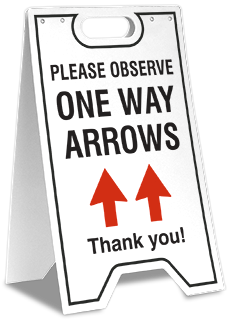 Please Observe One Way Arrows Floor Stand