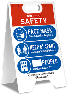 Face Mask/6 Feet Apart/Limited Occupancy Floor Stand