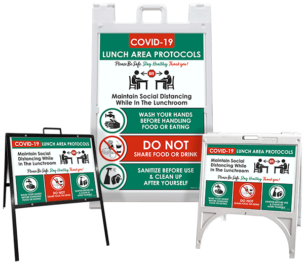 COVID-19 Lunch Area Protocols Sidewalk Sign