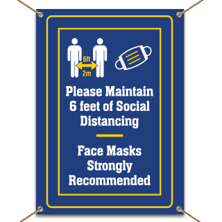 Please Maintain Social Distancing Face Mask Recommended Banner