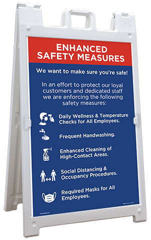 Enhanced Safety Measures Sandwich Board Sign