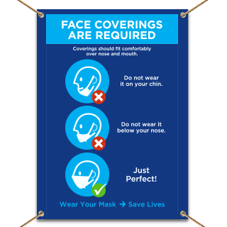 Face Coverings Required, Save Lives Banner