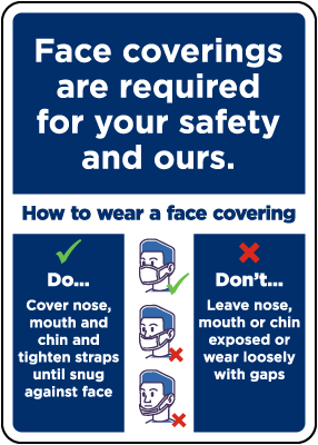 Face Coverings Required For Your Safety and Ours Sign