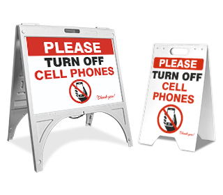 Please Turn Off Cell Phones Sandwich Board Sign