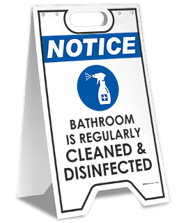 Notice Bathroom is Regularly Cleaned and Disinfected Floor Stand