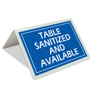 Table Sanitized and Available Tent Sign