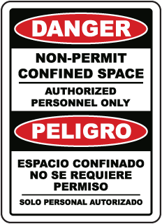 Bilingual Danger Non-Permit Confined Space Label
