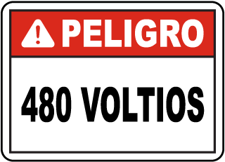 Spanish Danger 480 Volts Sign
