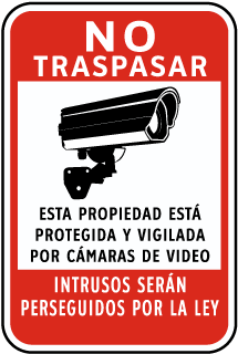 Spanish Property Protected by Video Surveillance Sign
