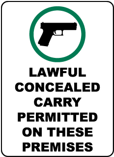 Concealed Carry Permitted on Premises Sign