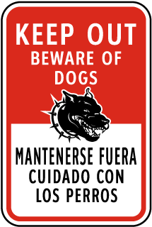 Bilingual Keep Out Beware of Dogs Sign