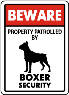 Sécurité Boxer Beware of the Dog Métal Signe A3 chien de garde de sécurité. Avertissement 