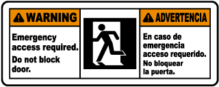 Bilingual Emergency Access Sign