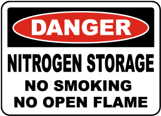 Nitrogen Storage No Smoking Sign
