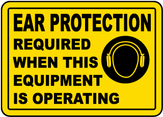 SET OF 2 CAUTION EYE & EAR PROTECTION REQUIRED IN THIS AREA DECALS 