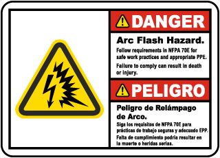 Bilingual Arc Flash & Shock Hazard Label