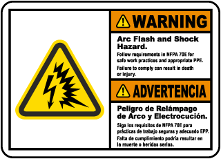 Bilingual Arc Flash & Shock Hazard Label