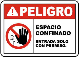 Spanish Confined Space Enter By Permit Only Sign