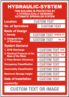 Custom Hydraulic System Location Sign