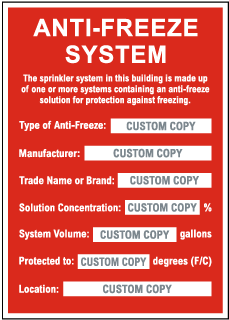 Custom Anti-Freeze System Sign