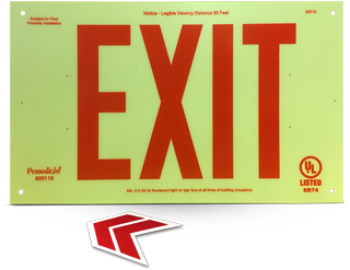 Luminous Unframed Red Exit Sign