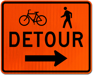 Bike / Pedestrian Detour Sign (Right Arrow)