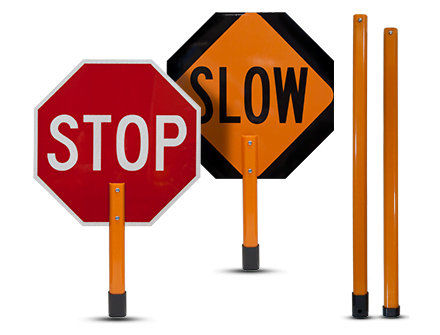 Stop / Slow Rigid Sign with Handle & Staff