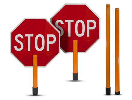 Stop / Stop Rigid Sign with Handle & Staff