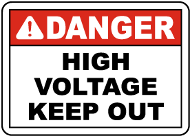0.040 Aluminum Legend DANGER HIGH VOLTAGE KEEP OUT Black/Red on White 10 Length x 14 Height NMC ESD139AB Bilingual OSHA Sign 