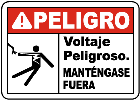 Spanish Danger Hazardous Voltage Keep Away Sign - Get 10% Off Now