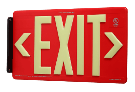 Red Photoluminescent Exit Sign - Rated for Indoor/Outdoor - Double
