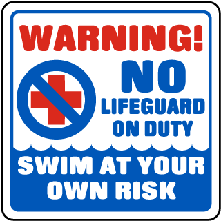 Blue on White Rust Free Metal Sign dojune-Pool Sign No Lifeguard On Duty Swim at Your Own Risk Sign 12 x 10 Red 