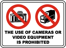 Prohibition signs Cameras and camera phones are prohibited Safety sign 