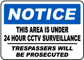 CCTV SIGN 24HR SURVEILLANCE *PACK OF 4* PLASTIC SIGN 100x150 *CHEAP* 