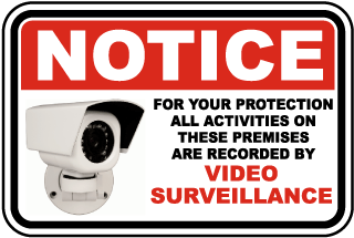 CCTV Warning Sign 20cmx15cm rigid safety video camera recording 