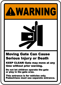 Warehouse & Shop Area Work Site Moving Gate Can Cause Serious Injury Or  Made in the USA Protect Your Business Aluminum Sign OSHA Notice Sign 
