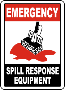 Spill Response Equipment With Symbol �Made in the USA OSHA EMERGENCY Sign
