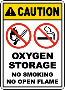 2 x  Caution Oxygen Caution Sign Self Adhesive Vinyl Waterproof Sticker 