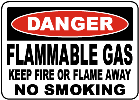 NMC ESD662RB Bilingual OSHA Sign 10 Length x 14 Height FLAMMABLE GAS KEEP FIRE OR FLAME AWAY NO SMOKING 10 Length x 14 Height FLAMMABLE GAS KEEP FIRE OR FLAME AWAY NO SMOKING Black/Red on White Legend DANGER Legend DANGER Rigid Plastic 
