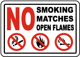 Red/Black/White 10 H x 14 W Brady 143781 PolyesterDanger No Smoking no Open Flames no Sparks Sign