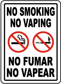 Bilingual No Smoking No Vaping Sign - Get 10% Off Now