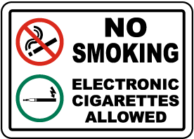 e cigarette restrictions No Smoking Electronic Cigarettes Allowed Sign